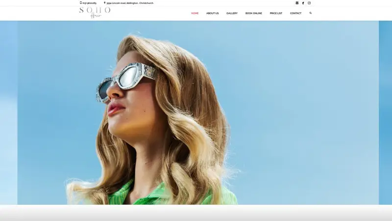 Homepage of sohohair.co.nz