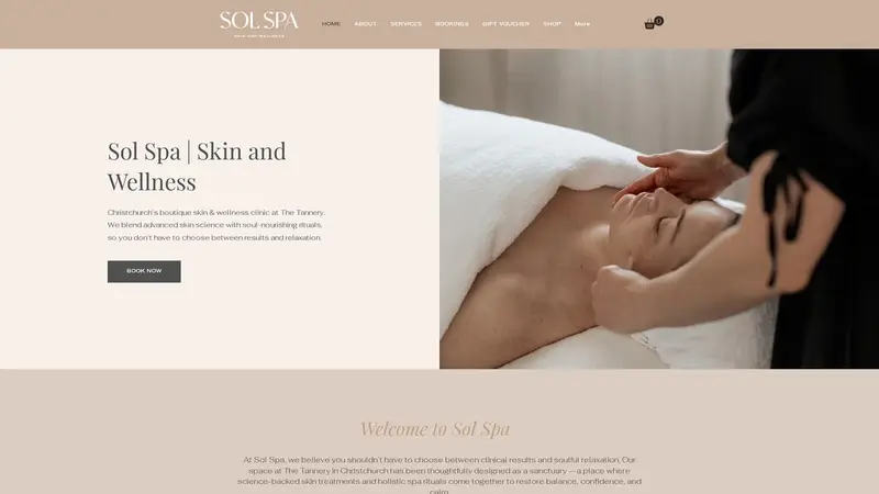 Homepage of solspa.co.nz