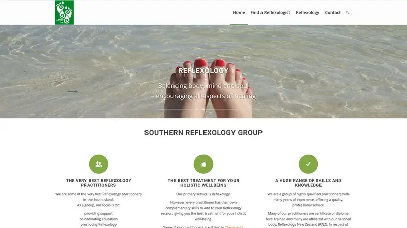 Homepage of southernreflexology.co.nz