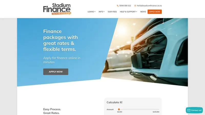 Homepage of stadium-finance.co.nz