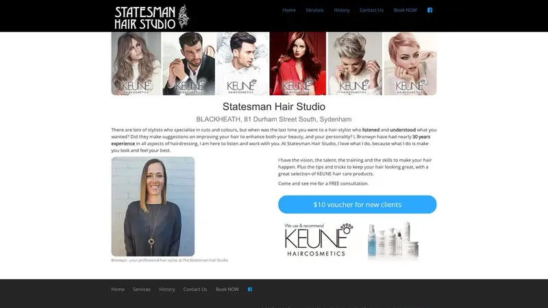 Homepage of statesmanhairstudio.co.nz