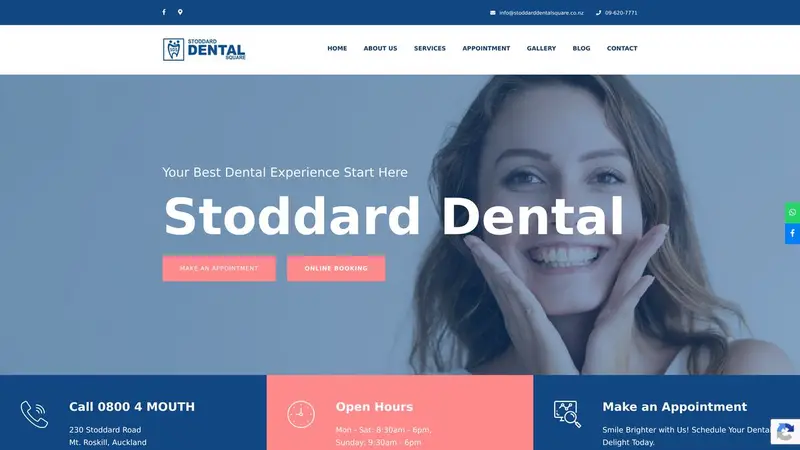 Homepage of stoddarddentalsquare.co.nz