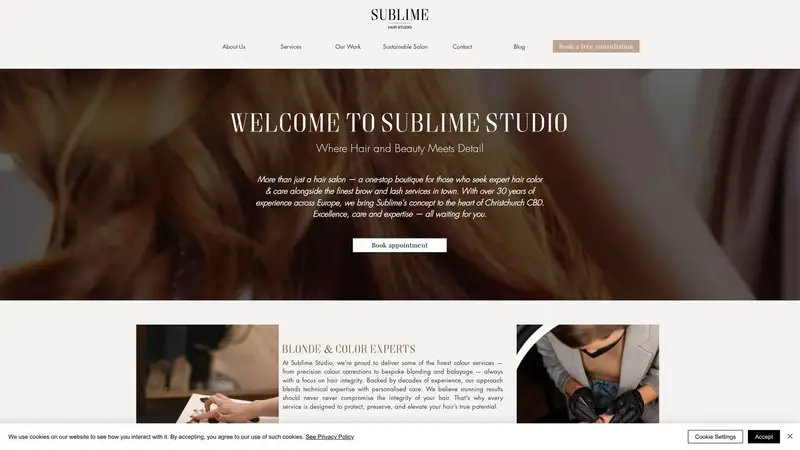Homepage of sublimehair.co.nz