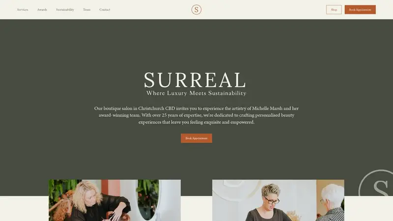 Homepage of surrealhair.co.nz