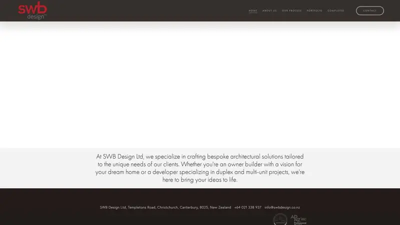 Homepage of swbdesign.co.nz