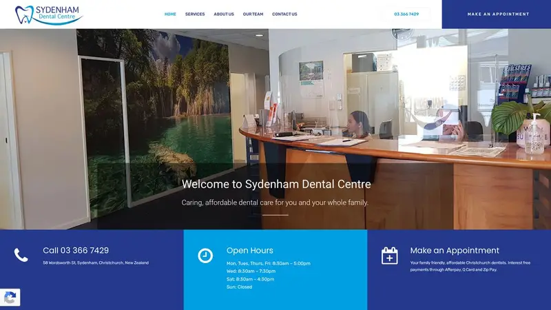 Homepage of sydenhamdentalcentre.co.nz