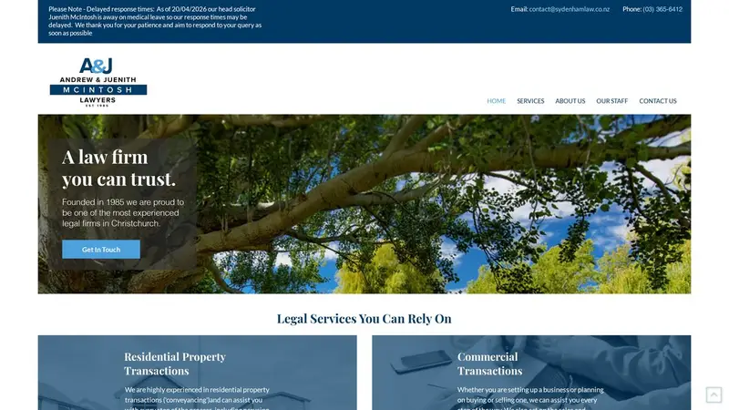 Homepage of sydenhamlaw.co.nz