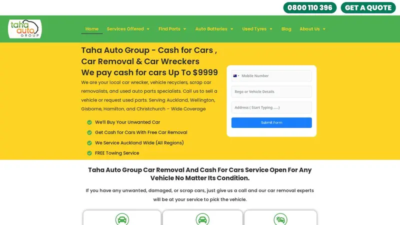 Homepage of tahaautogroup.co.nz
