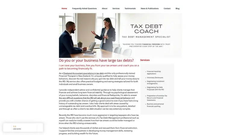 Homepage of taxdebtcoach.co.nz