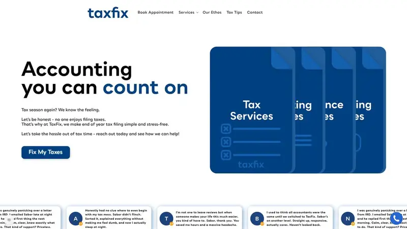 Homepage of taxfix.co.nz