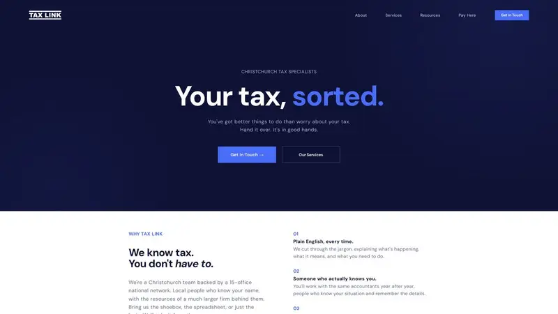 Homepage of taxlinkchristchurch.co.nz