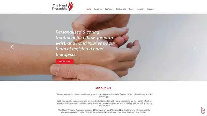 Homepage of thehandtherapists.co.nz