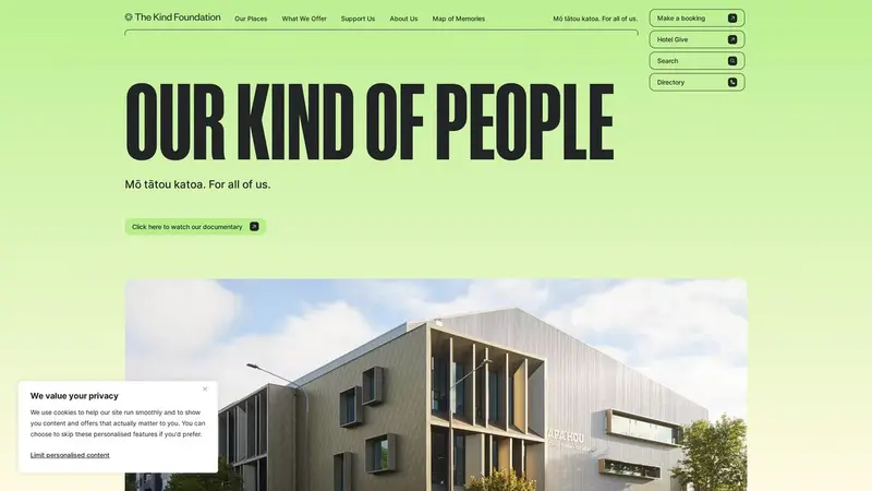 Homepage of thekindfoundation.org.nz
