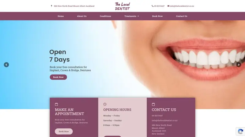 Homepage of thelocaldentist.co.nz