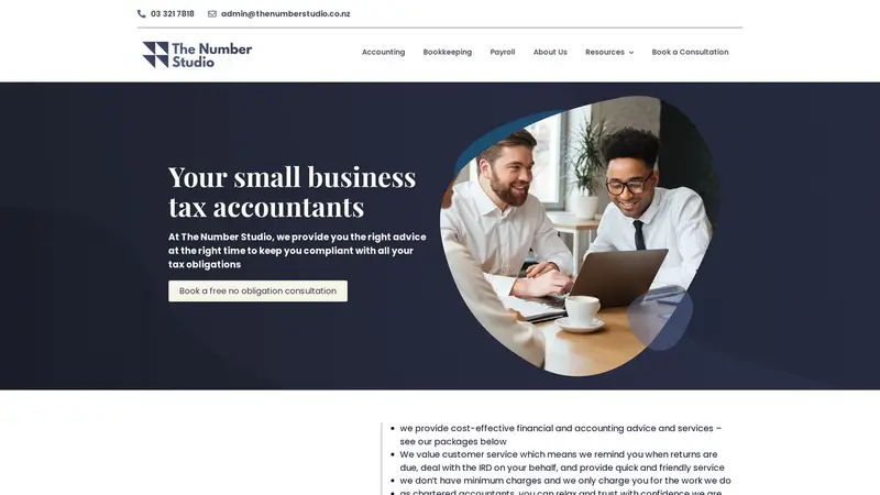 Homepage of thenumberstudio.co.nz