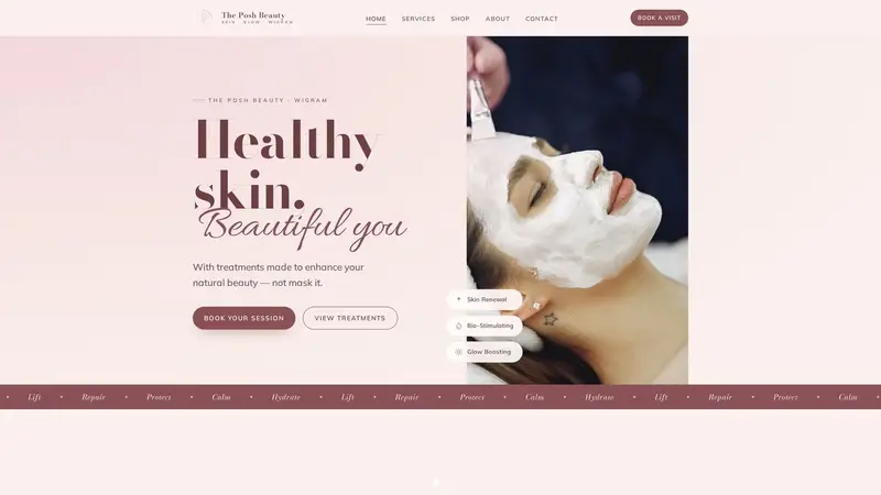 Homepage of theposhbeauty.co.nz