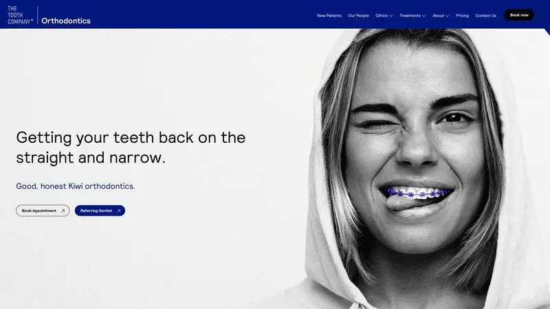 Homepage of thetoothcompanyortho.co.nz