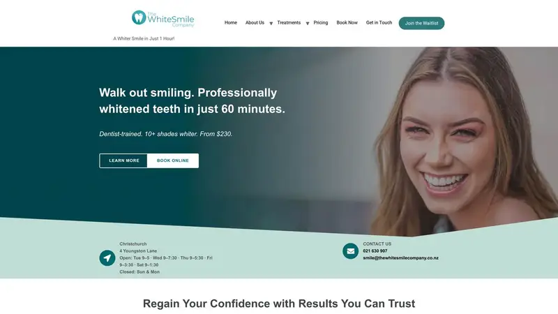 Homepage of thewhitesmilecompany.co.nz