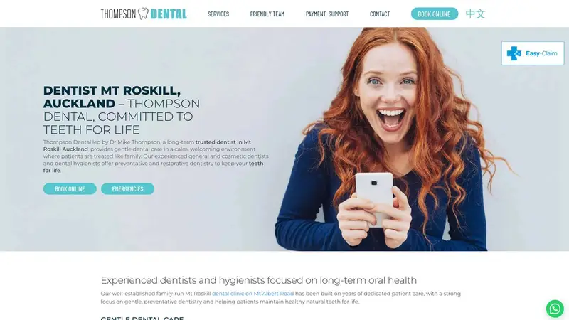 Homepage of thompsondental.co.nz