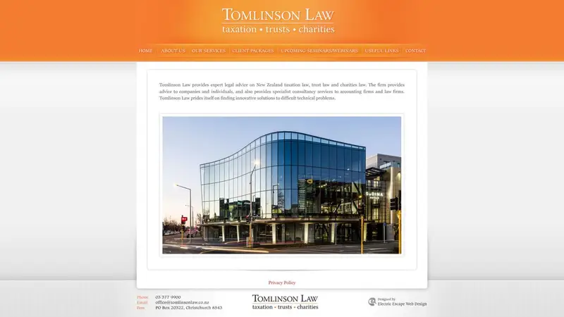 Homepage of tomlinsonlaw.co.nz