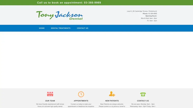 Homepage of tonyjacksondental.co.nz