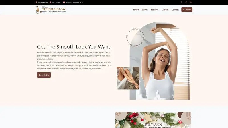 Homepage of touchandglow.co.nz