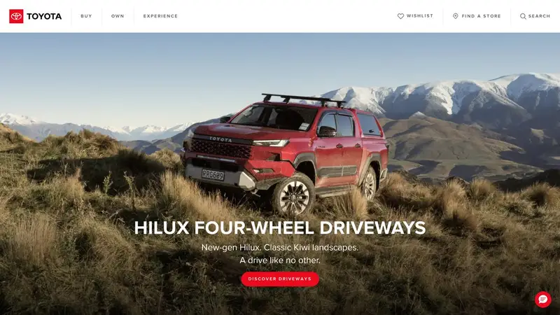 Homepage of toyota.co.nz
