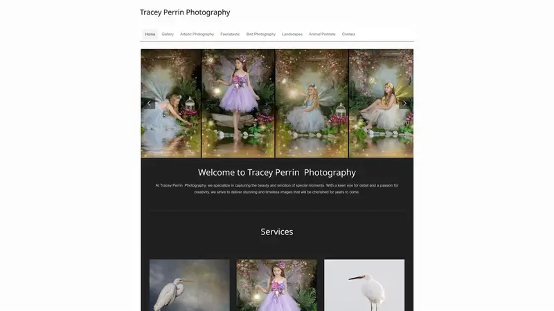 Homepage of traceyperrinphotography.nz