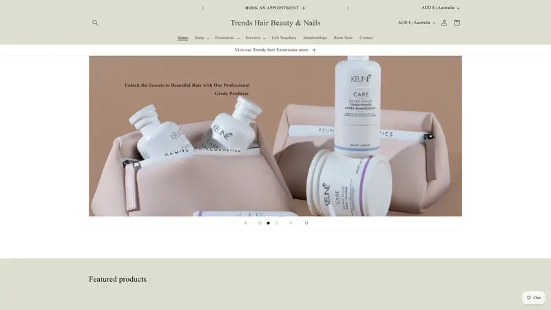 Homepage of trendshairbeautyandnails.co.nz