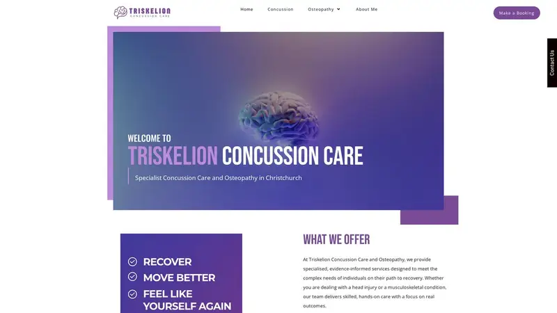 Homepage of triskelionconcussioncare.co.nz