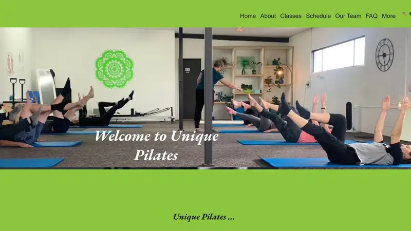 Homepage of uniquepilates.co.nz