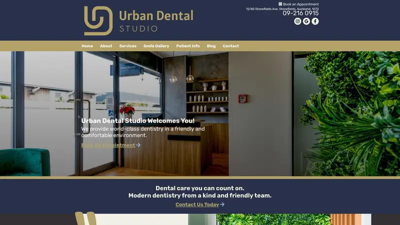 Homepage of urbandentalstudio.co.nz
