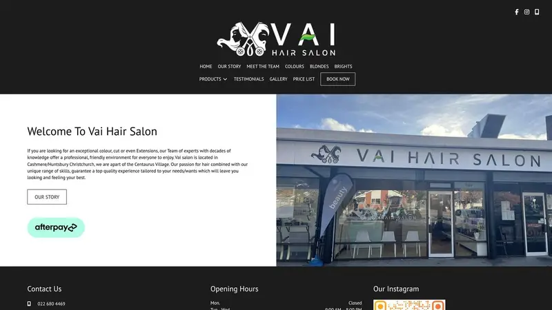 Homepage of vaisalon.co.nz