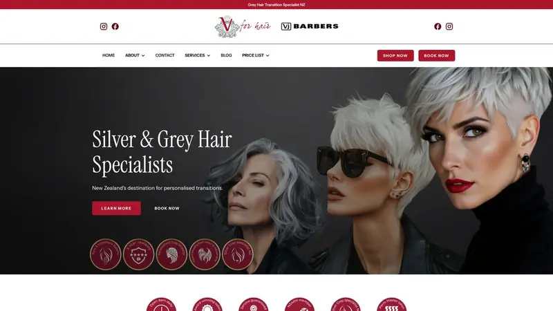Homepage of vforhair.co.nz