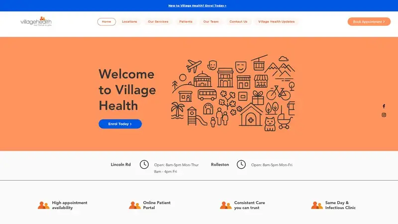 Homepage of villagehealth.co.nz