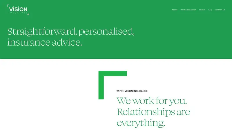 Homepage of visioninsurance.co.nz
