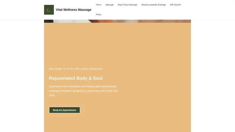 Homepage of vitalwellnessmassage.co.nz
