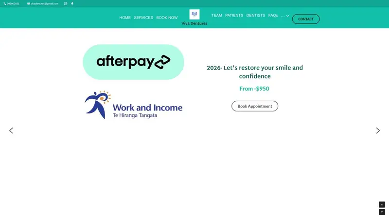Homepage of vivadentures.co.nz
