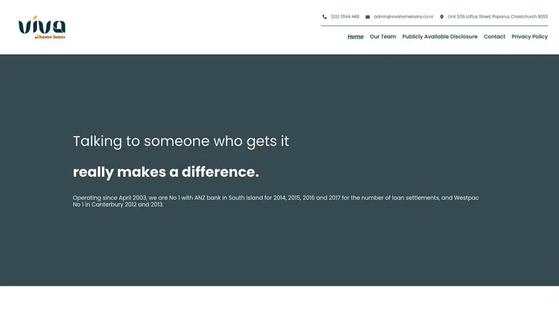 Homepage of vivahomeloans.co.nz