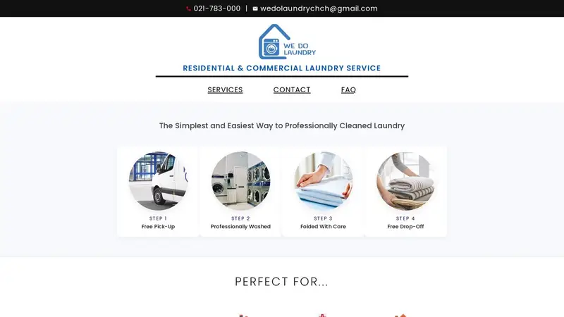 Homepage of wedolaundry.co.nz