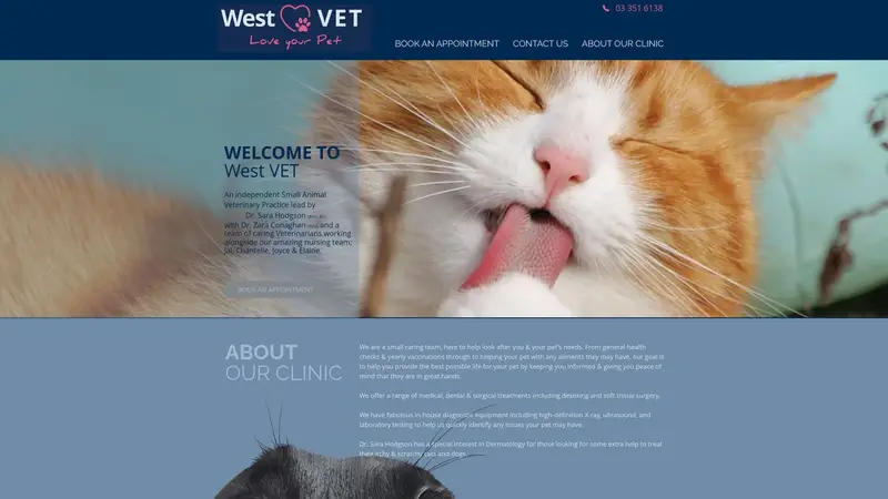 Homepage of westvet.co.nz