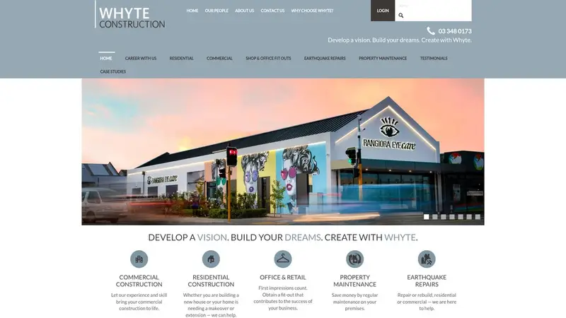 Homepage of whyteconstruction.co.nz