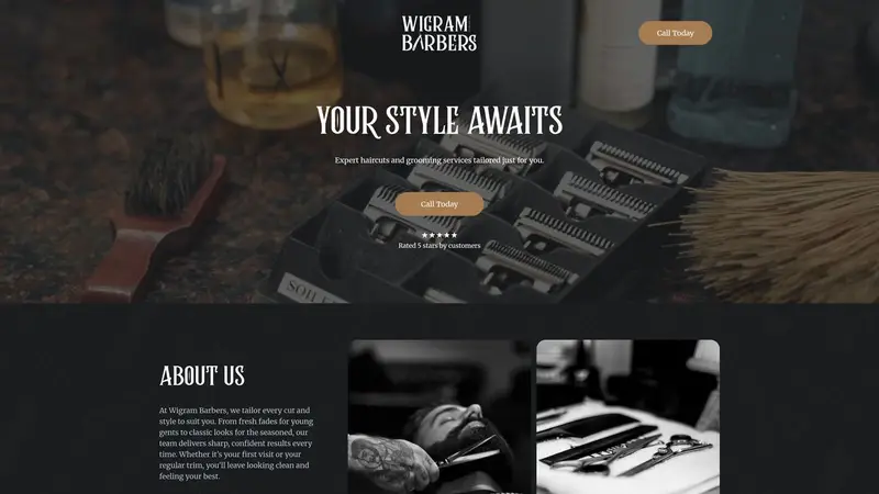 Homepage of wigrambarbers.co.nz
