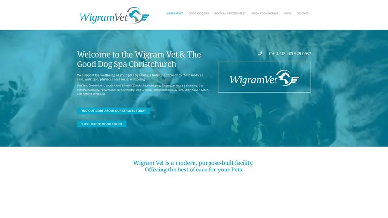 Homepage of wigramvet.co.nz