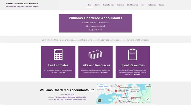 Homepage of williamsaccountants.co.nz