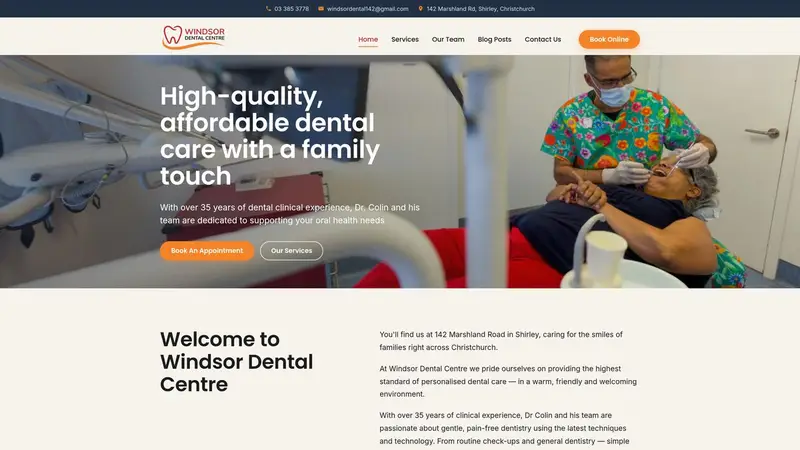 Homepage of windsordentalcentre.co.nz