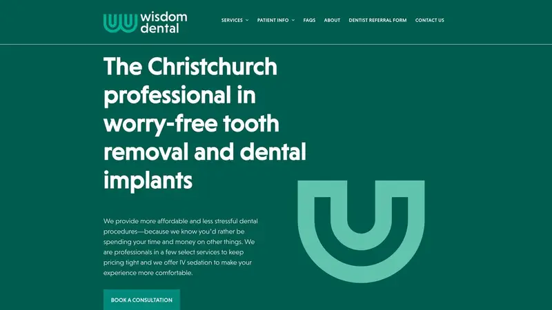 Homepage of wisdomdental.co.nz