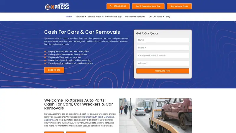 Homepage of xpressautoparts.co.nz