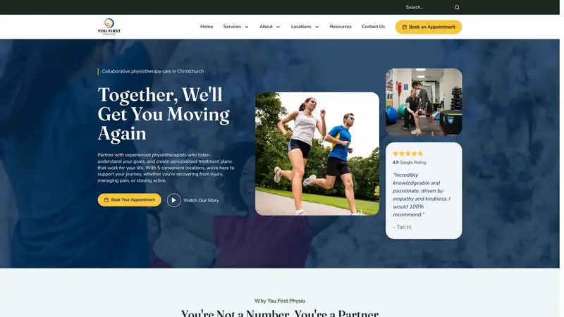 Homepage of youfirstphysio.co.nz