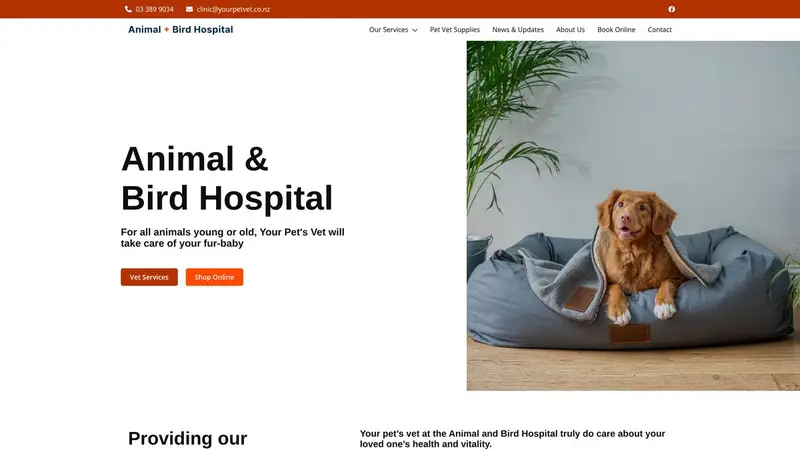 Homepage of yourpetvet.co.nz